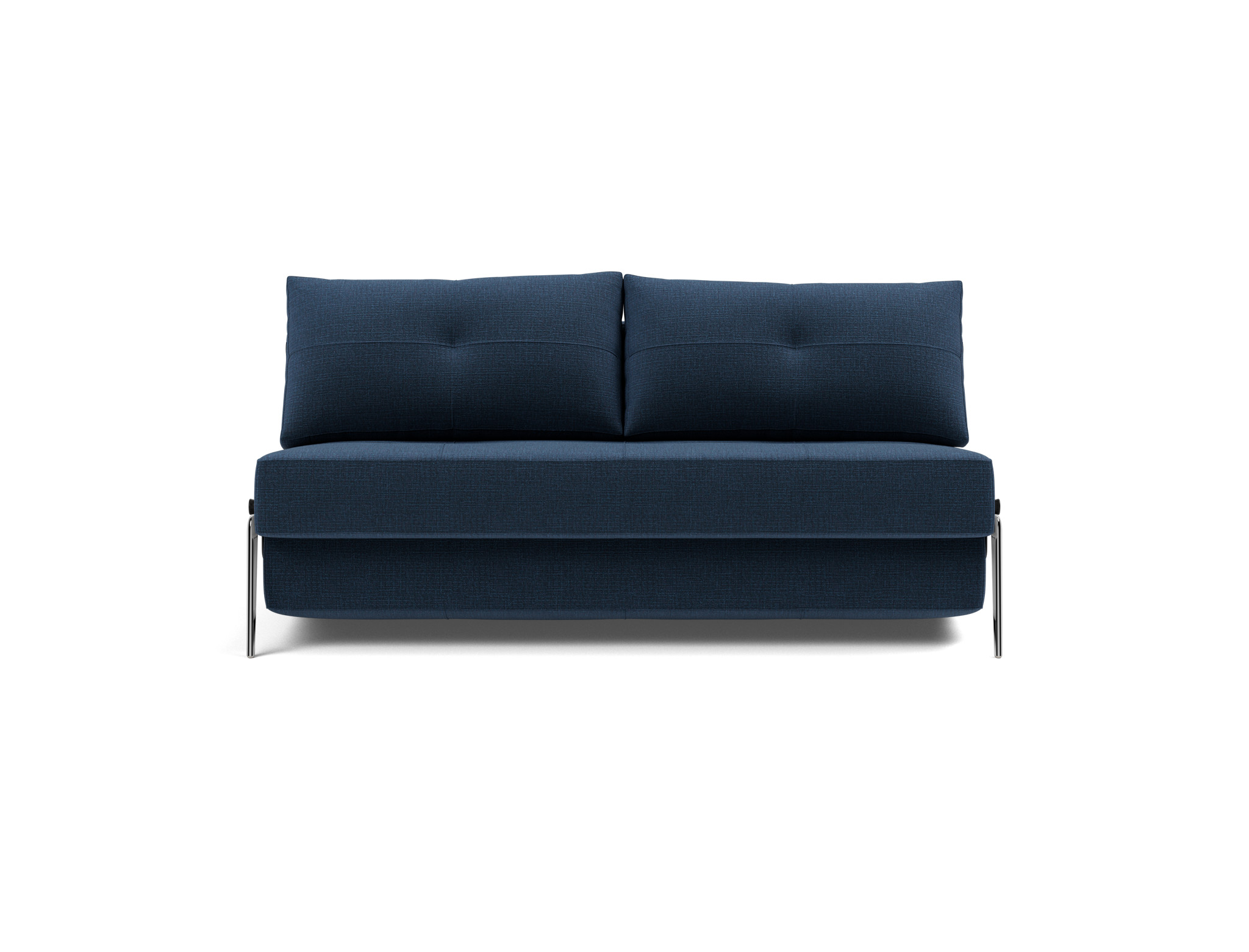 Schlafsofa Cubed 160 Chenille Esina 414-Indigo-Blue Beine Aluminium