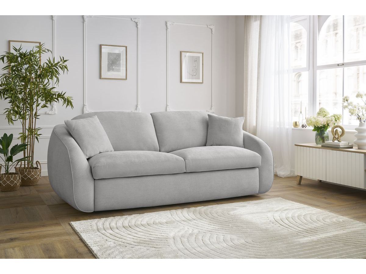 Bobochic Cezanne Schlafsofa 3-Sitzer Stoff Hellgrau, Liegefläche 140 × 194 cm