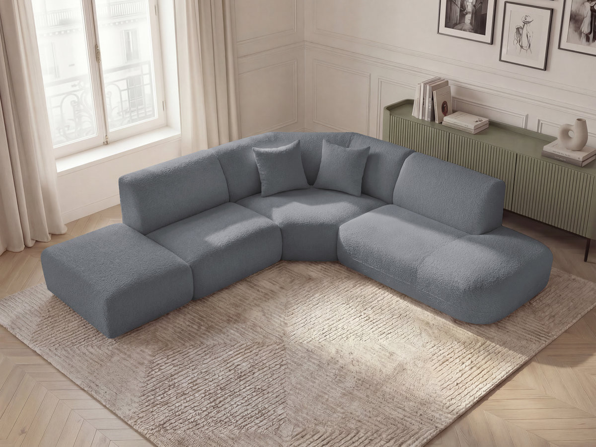 Bobochic Anda Ecksofa 279 × 264 cm Chenille Grau Ecke rechts