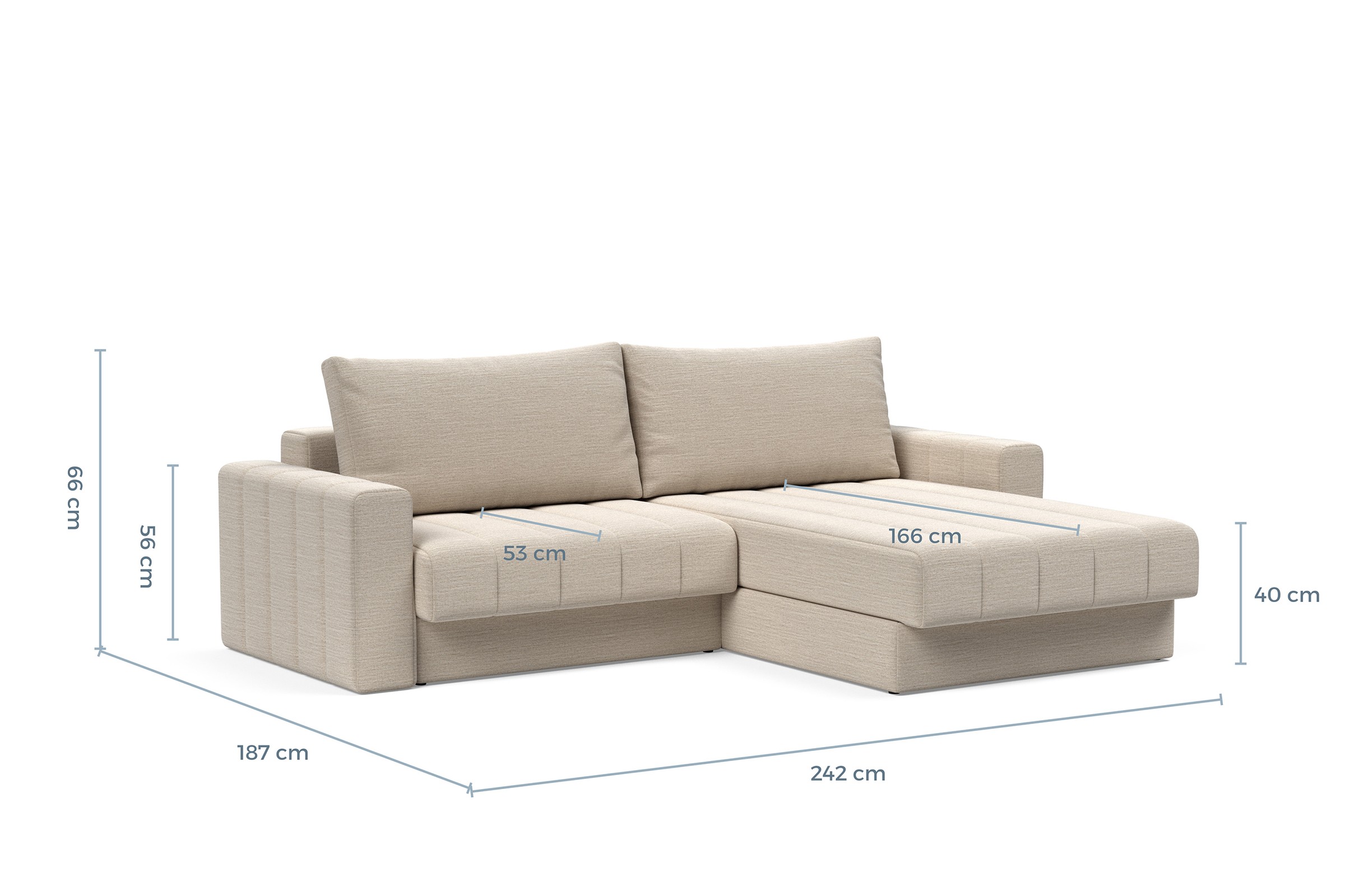 Schlafsofa Akello mit Chaiselongue und Armlehnen