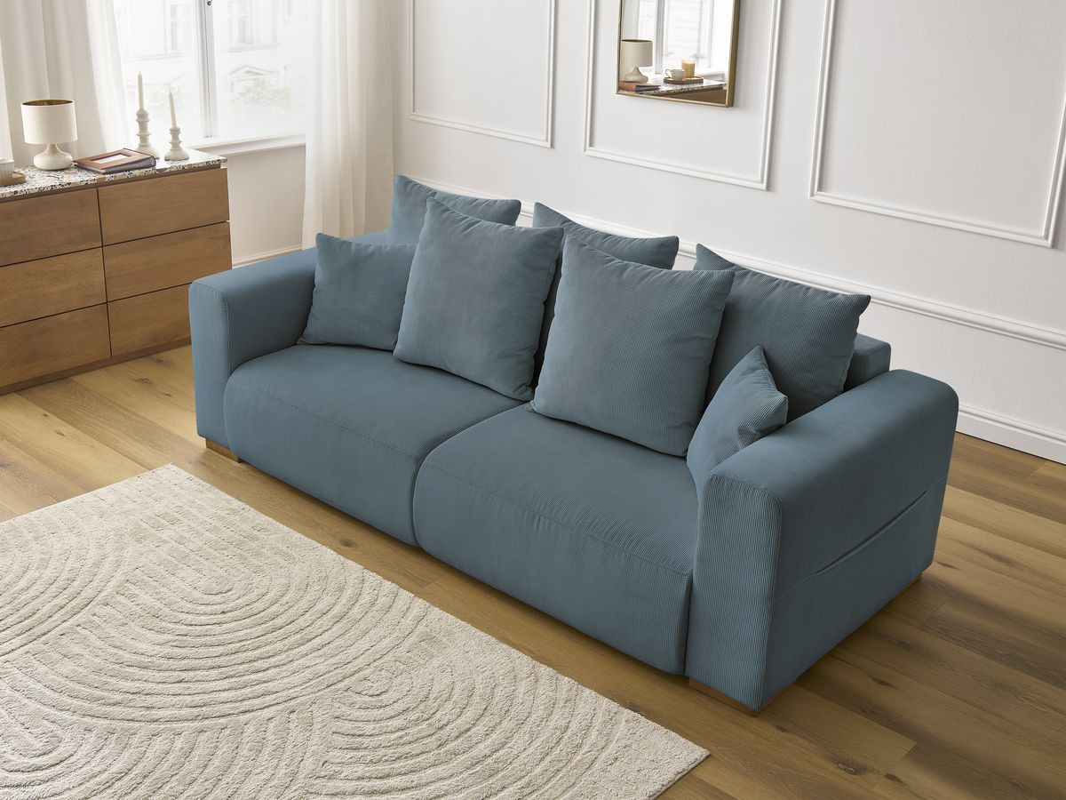Bobochic Sidonie Sofa 3-Sitzer Cordsamt Blau