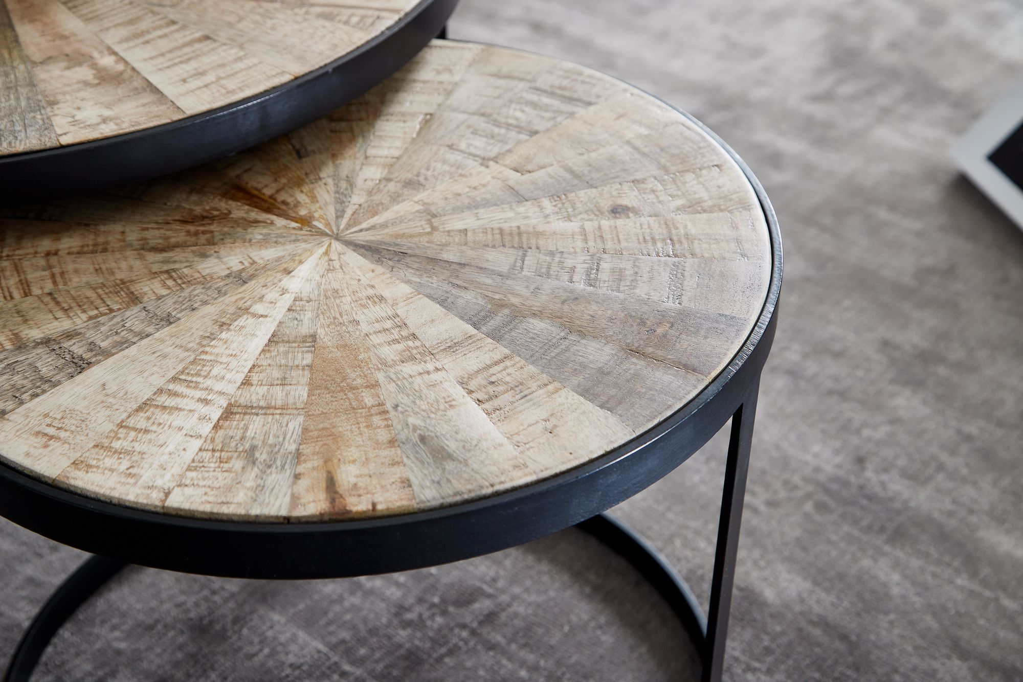 Satztisch 2er-Set Toftir Mango Massivholz Ø 60 cm
