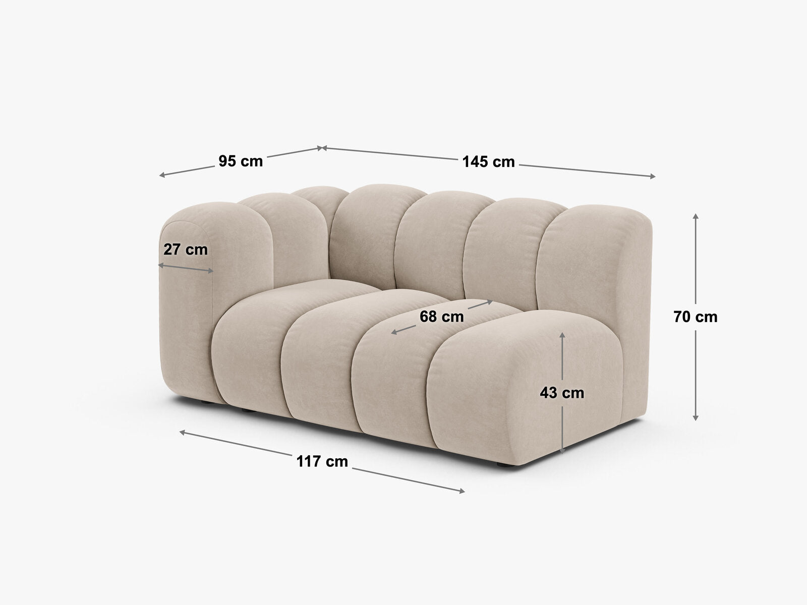 Micadoni Modul Lupine 2-Sitzer Links Chenille Eden Dunkelbeige