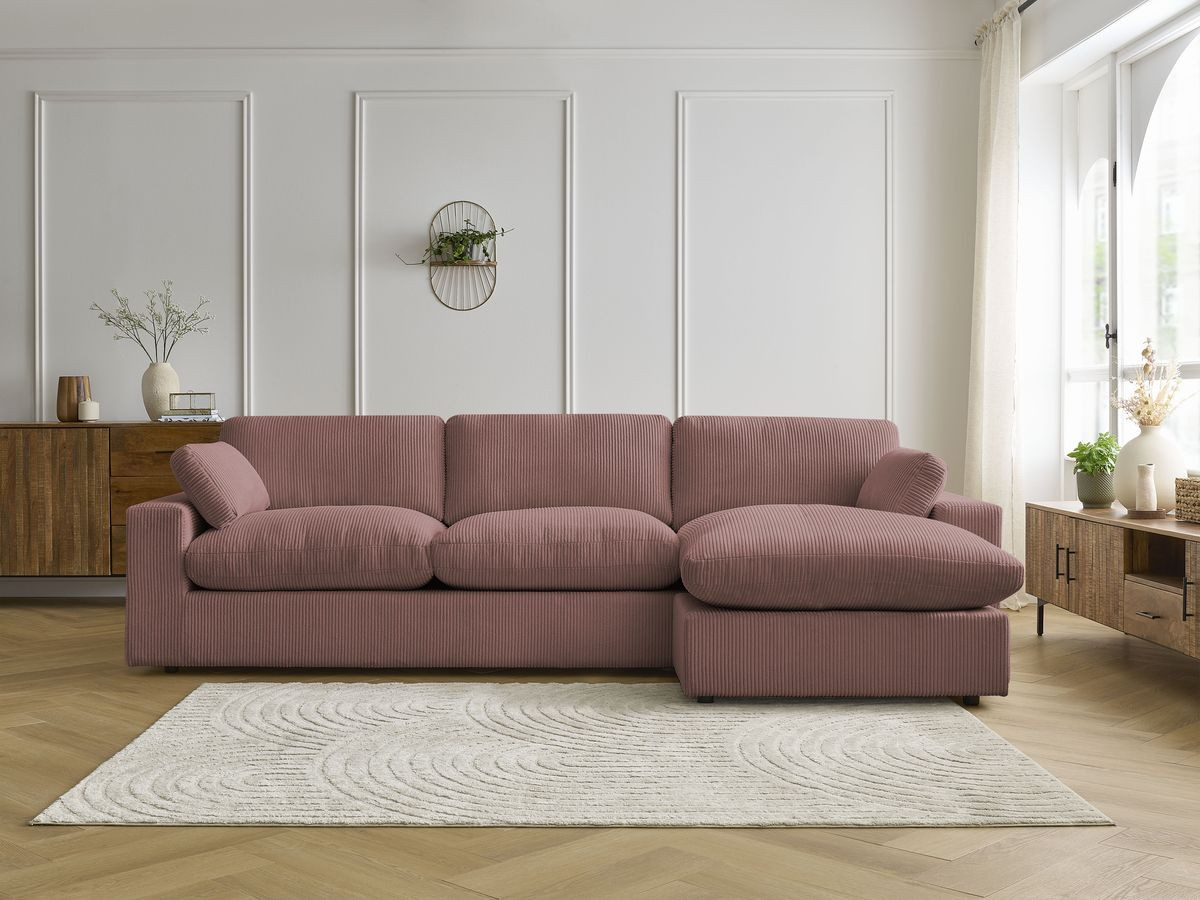Bobochic Belair Ecksofa 280 × 139 cm Cordsamt Rosa