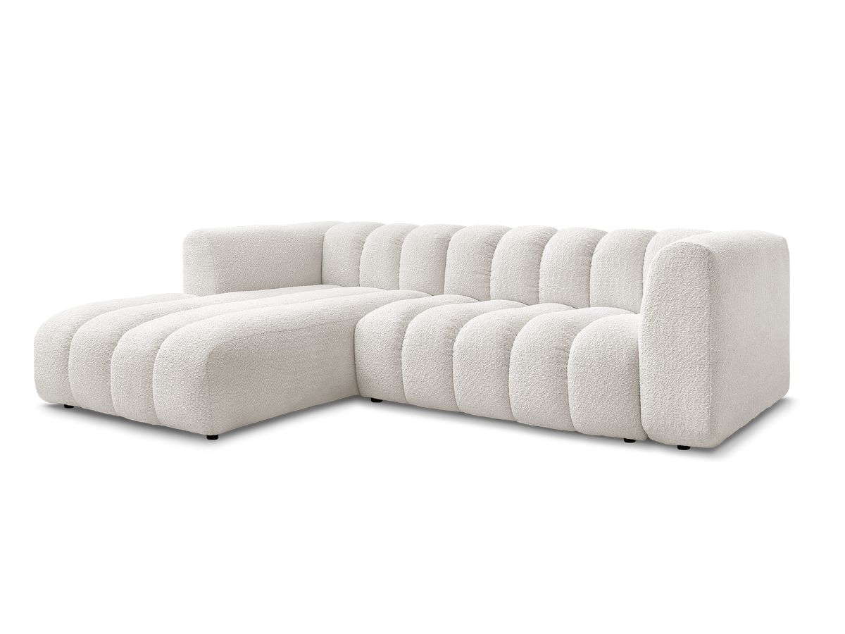 Bobochic Talia Ecksofa Bouclé-Stoff Weiß Ecke links