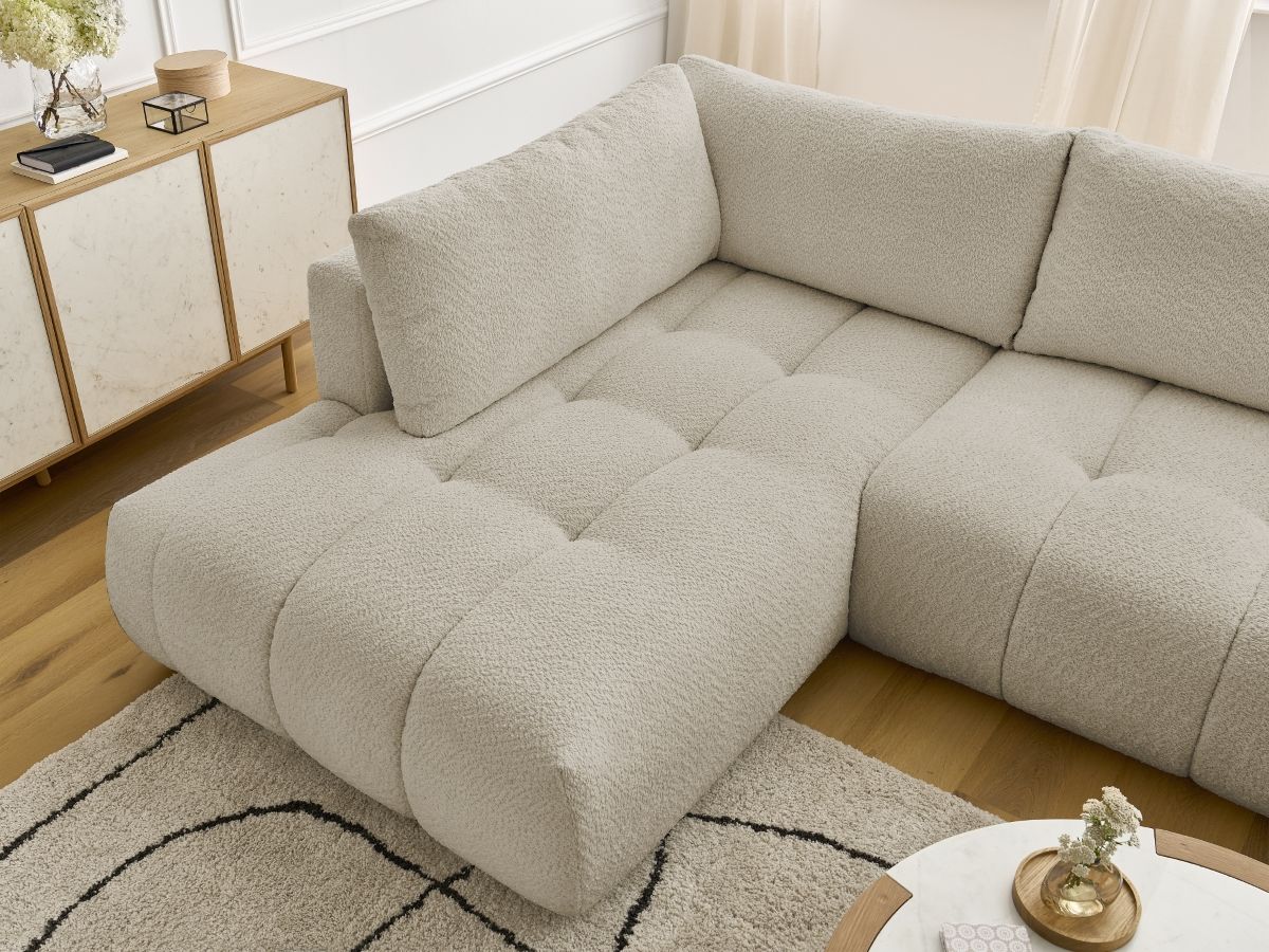 Bobochic Fuji Wohnlandschaft Bouclé-Stoff Beige Ecke rechts