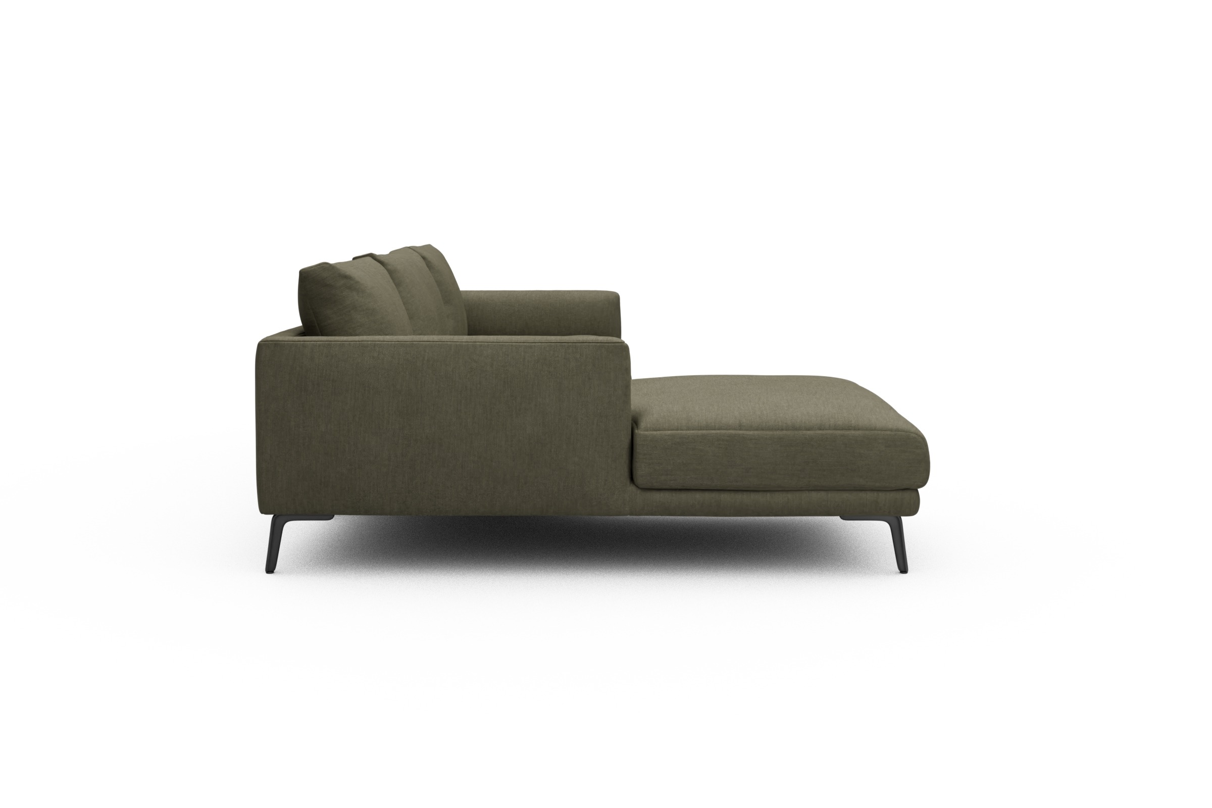 Ecksofa Karl Chaiselongue links mit 2,5-Sitzer Vivus-Dusty-Olive