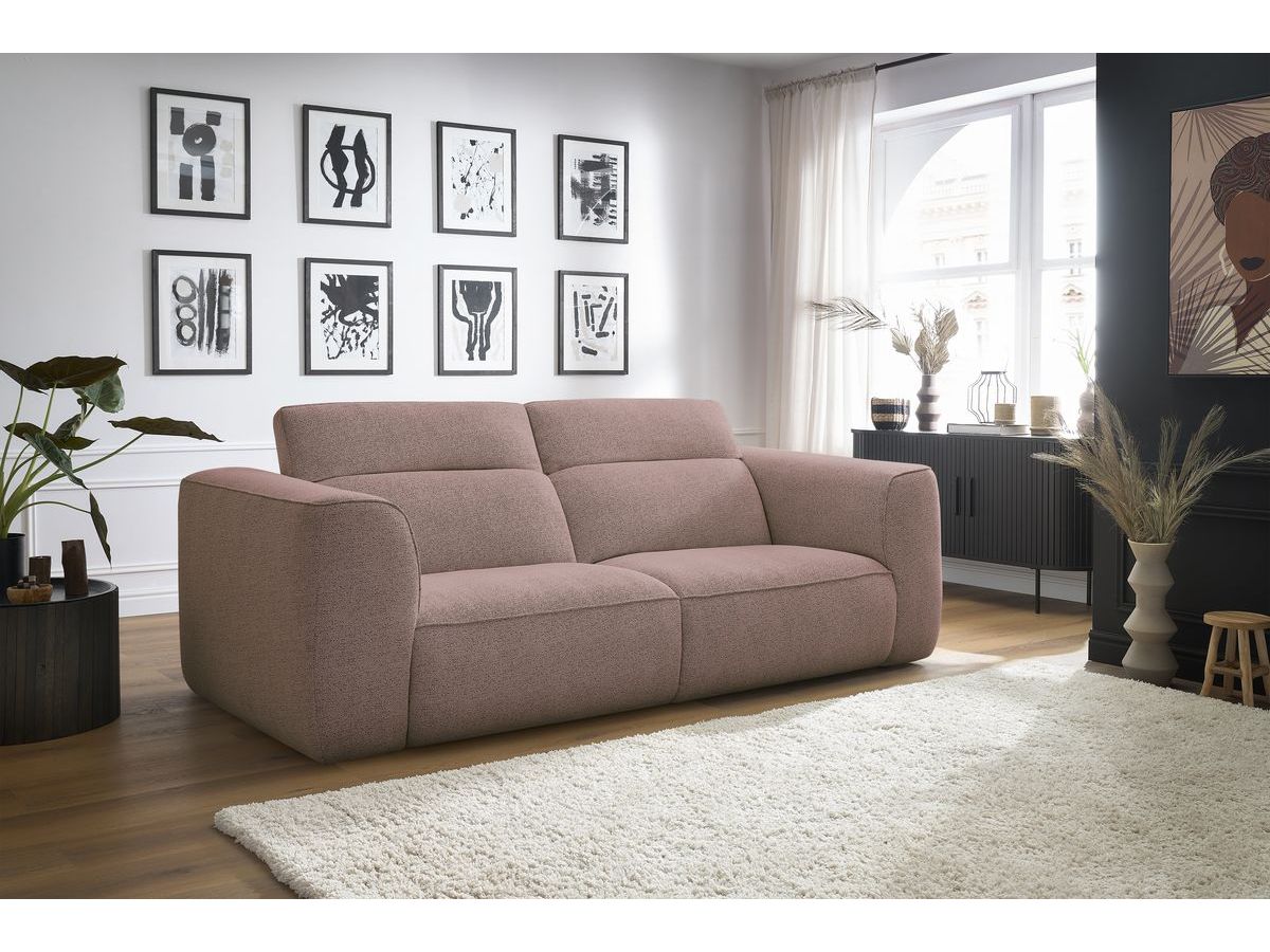 Bobochic William Sofa 3-Sitzer Melange-Stoff Rosa