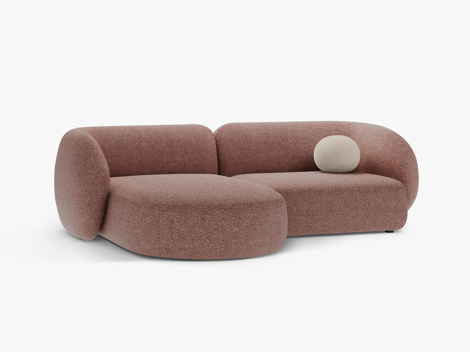 Micadoni Ecksofa Kate 2-Sitzer Links Strukturierter Stoff Puente Rosa Melange