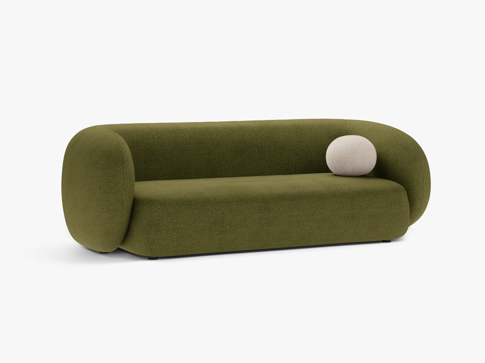 Micadoni Sofa Kate 3-Sitzer Boucle Baloo Dunkel-Olivgrün