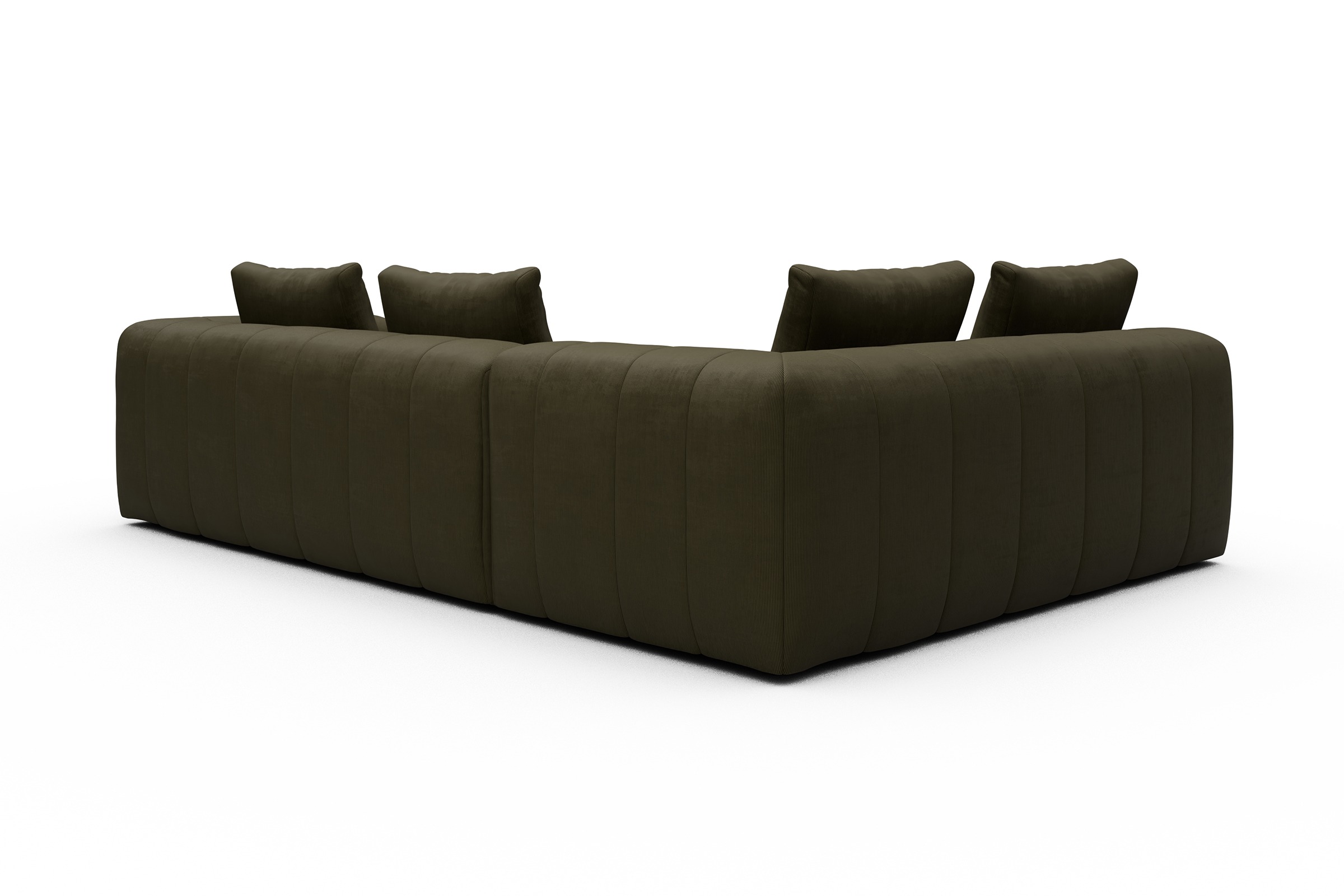 Ecksofa Hugo 2x 2,5-Sitzer Armlehne rechts Cordufine-Pine-Green
