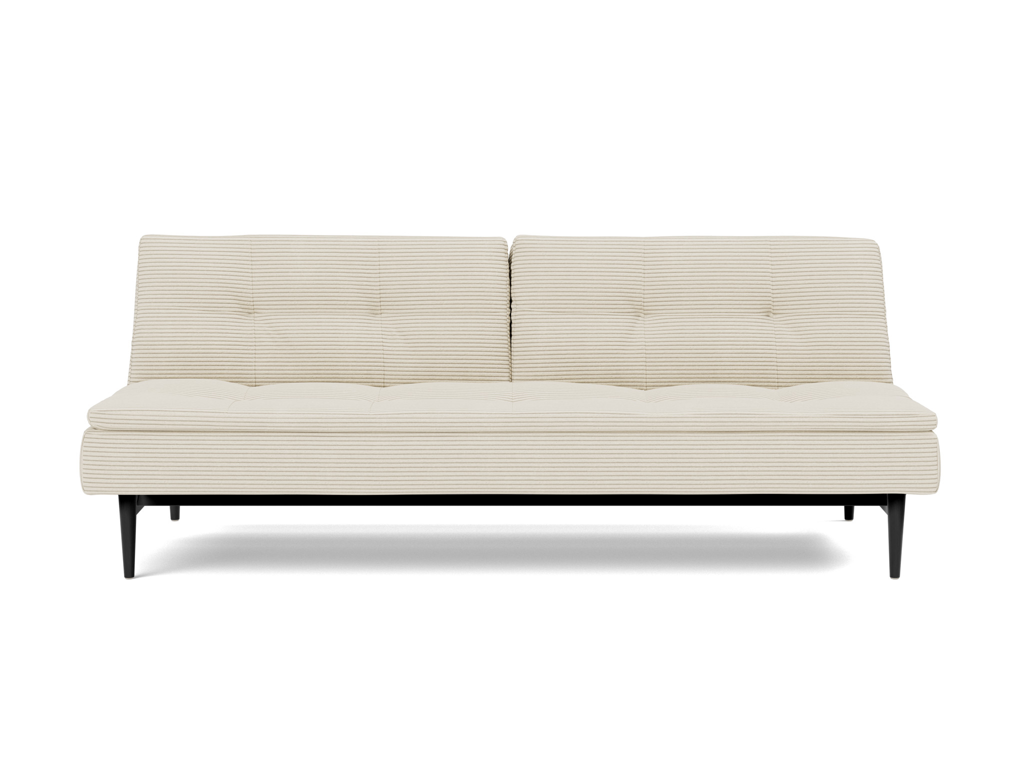 Schlafsofa Dublexo Kord Corduroy 594-Ivory Beine Styletto Eiche schwarz