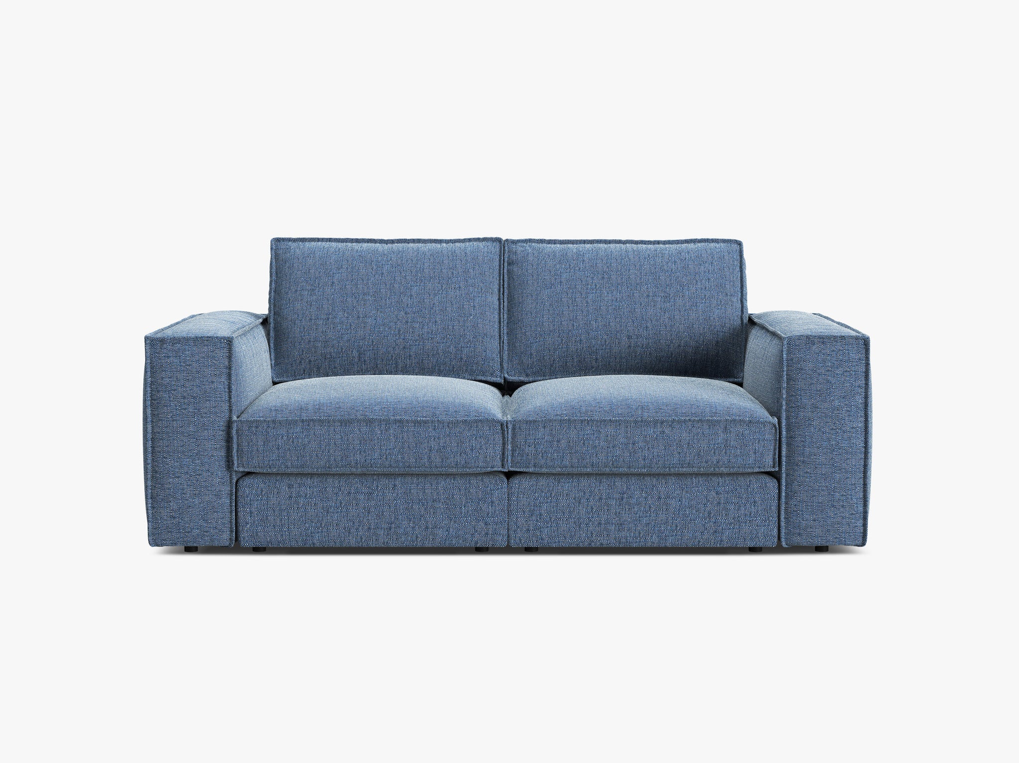 Micadoni modulares Sofa Pola 2-Sitzer Strukturierter Stoff Babel Dunkelblau
