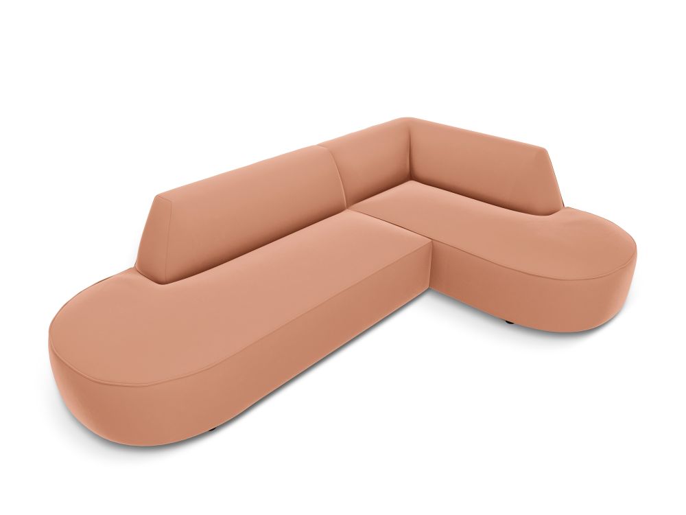 Cosmopolitan Design Ecksofa Siena 4-Sitzer abgerundet offen Samt Salvador Rosa Rechts