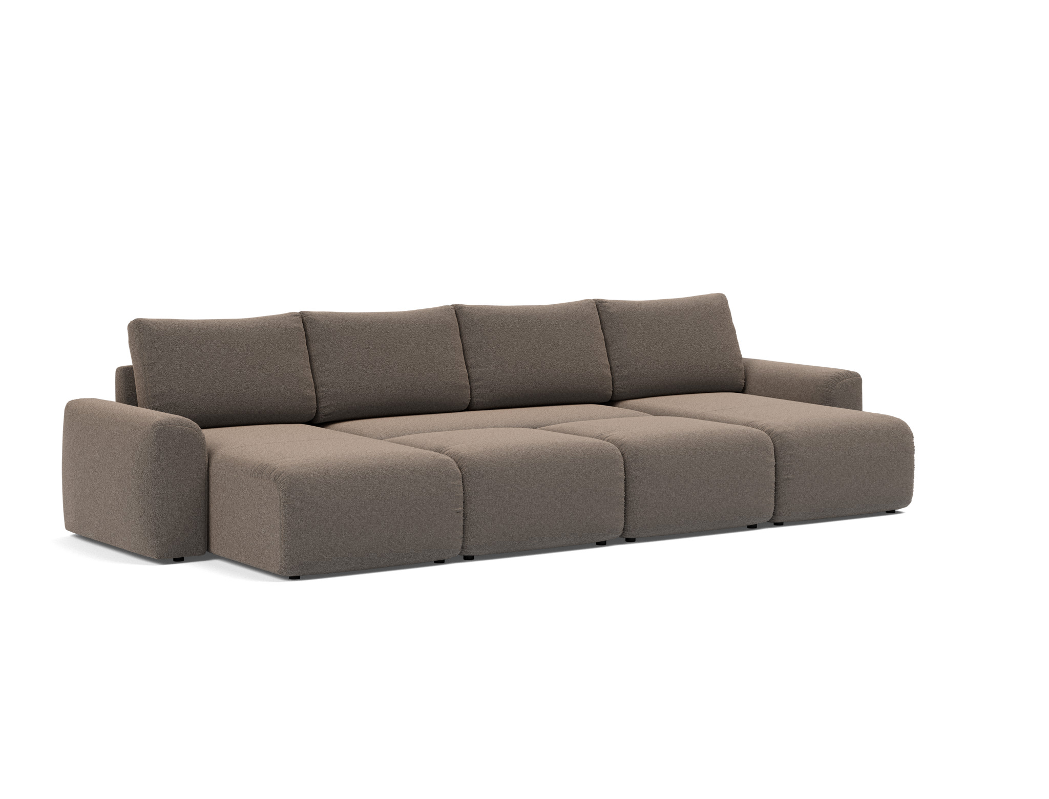 Schlafsofa Norum U-Form mit Chunky-Armlehnen Boucle Skandi 530-Taupe