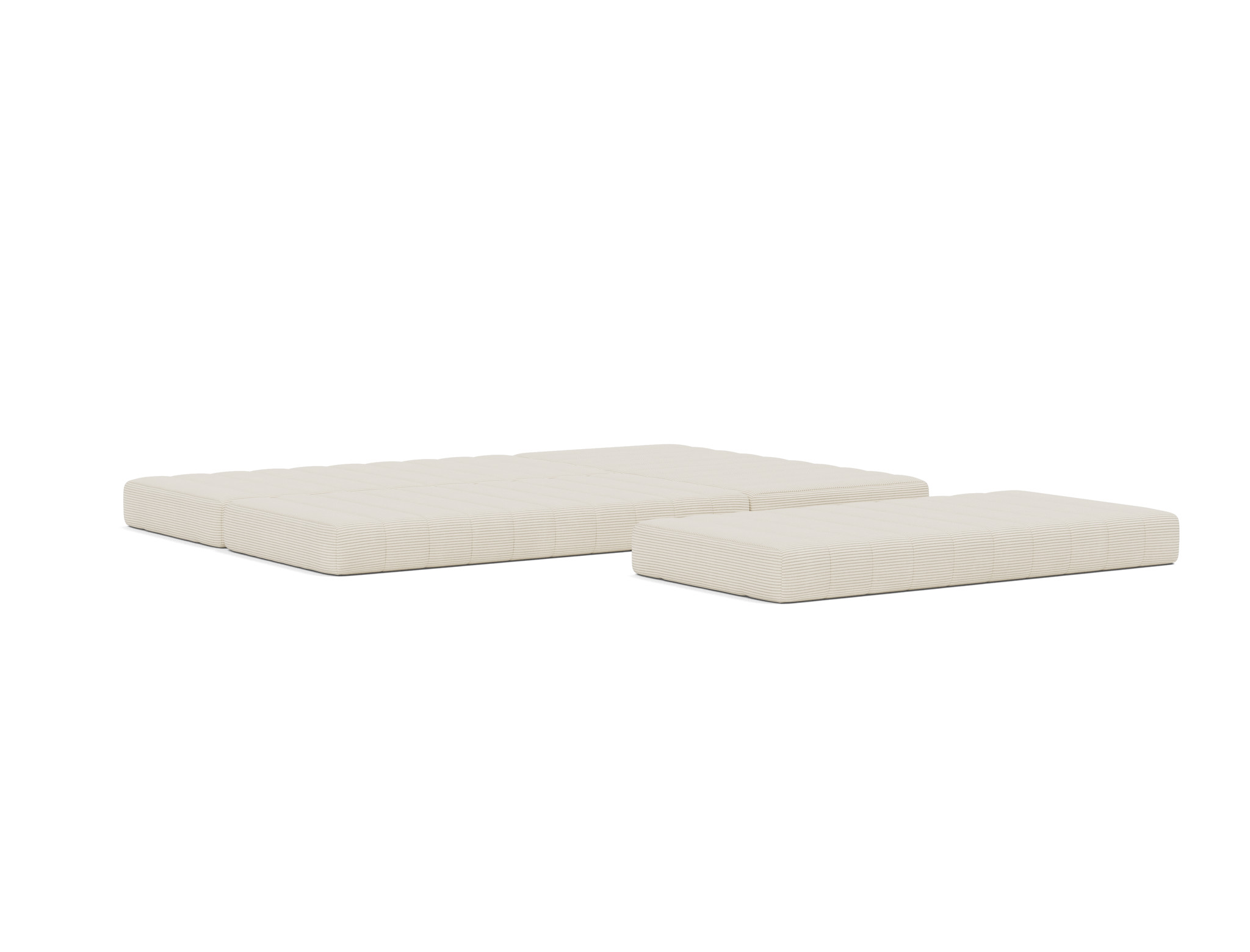 Eck-Schlafsofa CozyPad L-Form mit Armlehne Kord Corduroy 594-Ivory