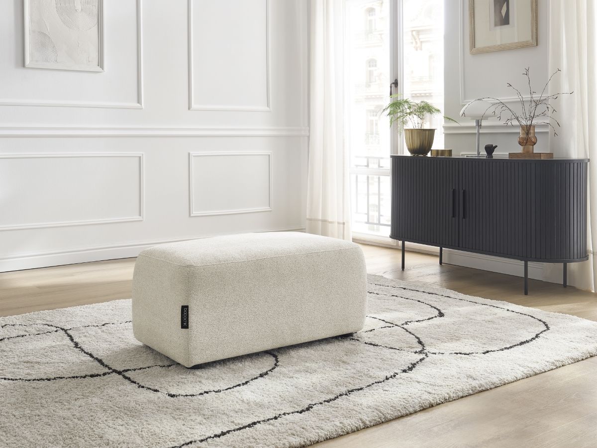 Bobochic Atilla Pouf Melange-Stoff Weiß