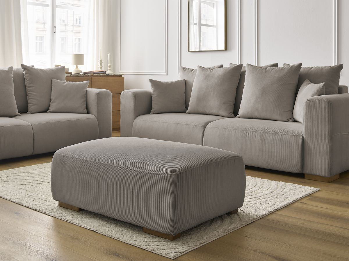 Bobochic Sidonie Sofa 6-Sitzer mit Pouf Cordsamt Taupe
