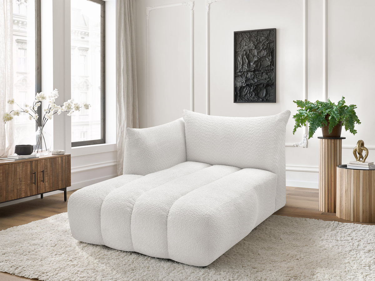 Bobochic Azra Méridienne-Modul Bouclé-Stoff Weiß Ecke links