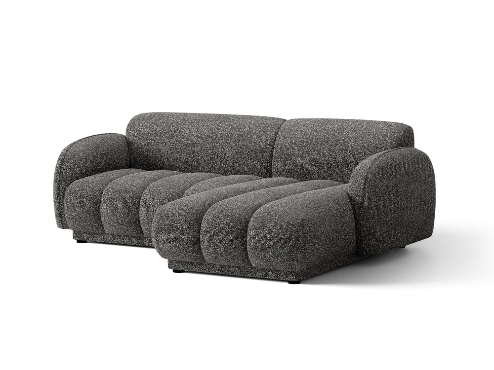 Cosmopolitan Design Ecksofa Bilbao 3-Sitzer kleine Version Boucle Miles Dunkelgrau Melange Rechts