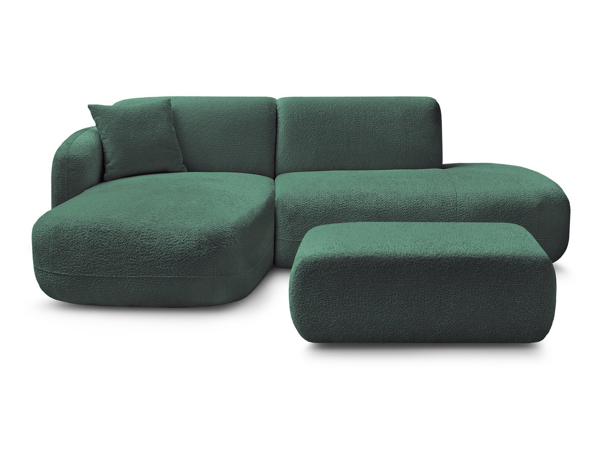 Bobochic Anda Ecksofa mit Pouf 241 × 163 cm Chenille Dunkelgrün Ecke links
