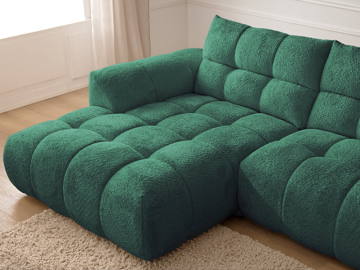 Bobochic Jaya Ecksofa Chenille Dunkelgrün Ecke links