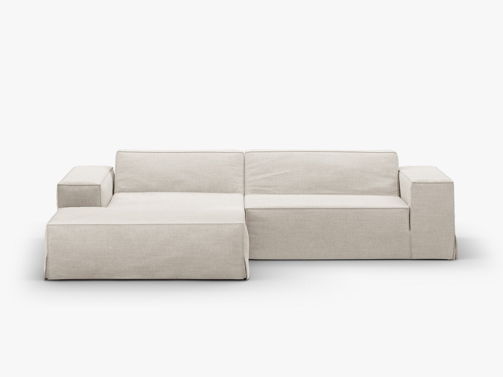 Micadoni Ersatzbezug Ecksofa Jodie 3-Sitzer Strukturierter Stoff Lins Natur Links