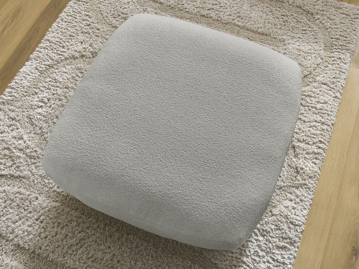 Bobochic Leonore Pouf Bouclé-Stoff Hellgrau