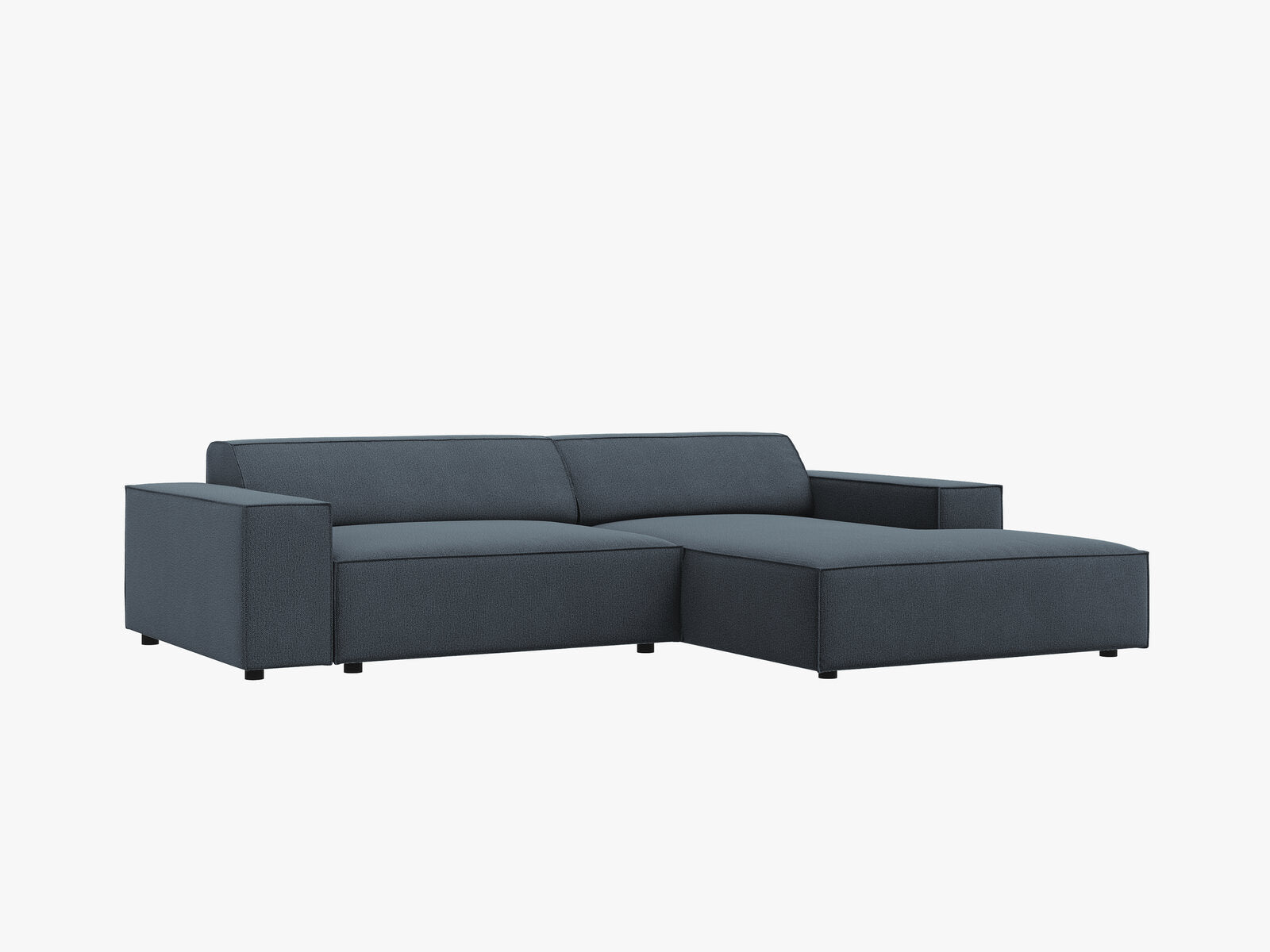 Micadoni Ecksofa Jodie 3-Sitzer Rechts Strukturierter Stoff Megan Blau