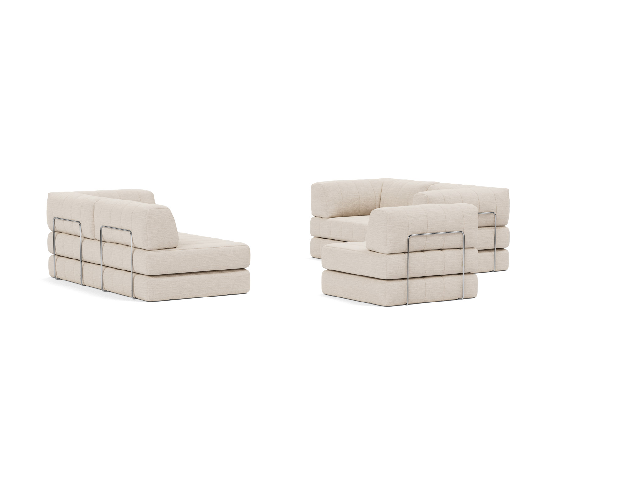 Eck-Schlafsofa CozyPad mit Armlehnen Webstoff Blida 612-Sand-Grey