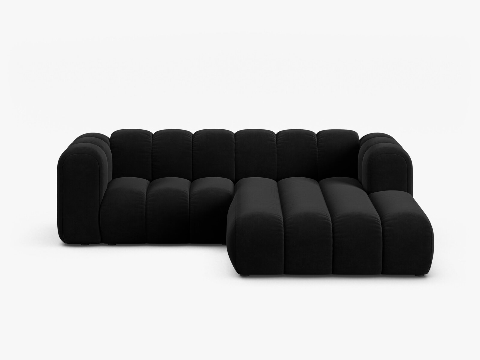 Micadoni Modulares Ecksofa Lupine 3-Sitzer Rechts Samt Salvador Schwarz