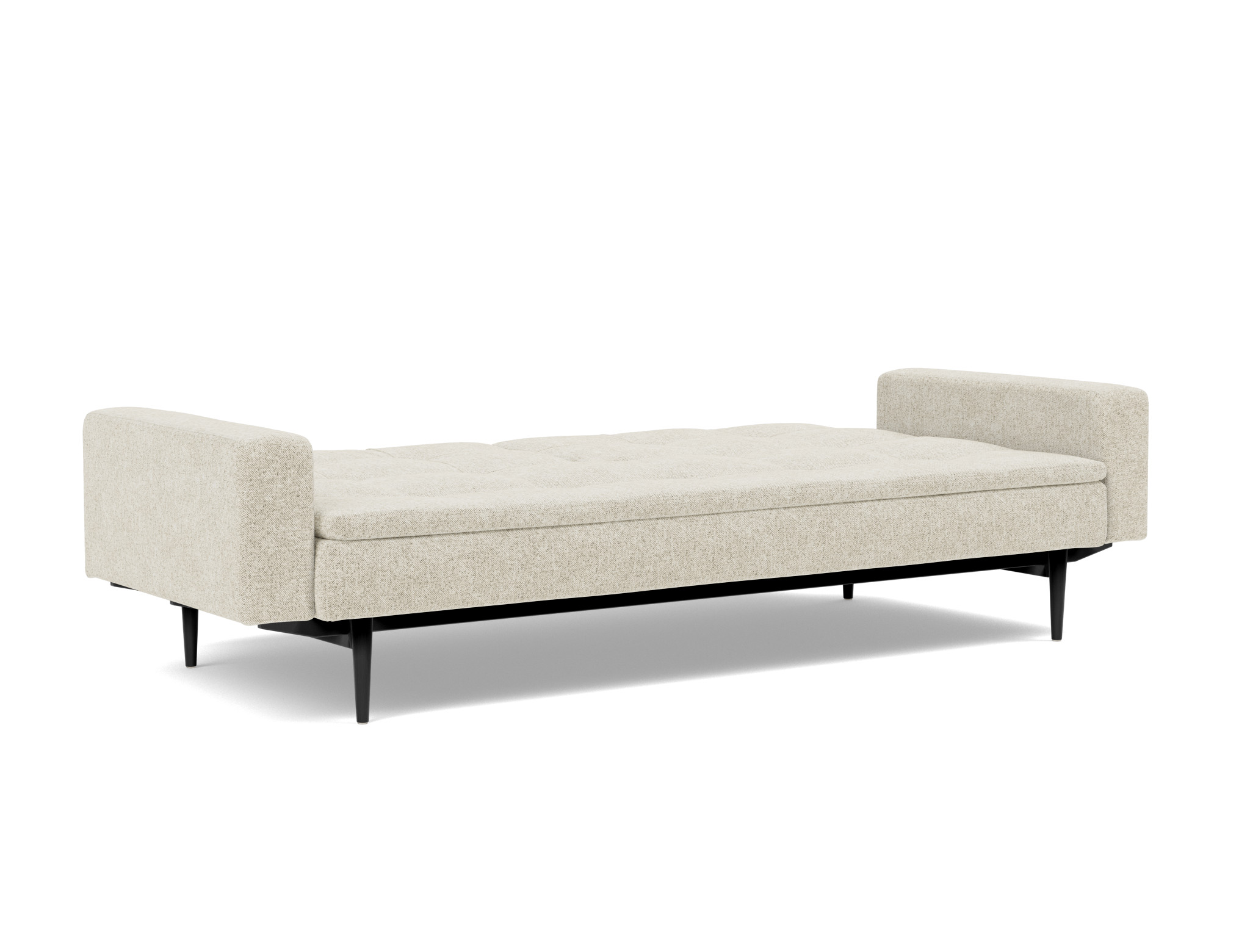 Schlafsofa Dublexo mit Armlehnen Strukturierter Stoff Taura 357-Off-White Beine Styletto Eiche schwarz
