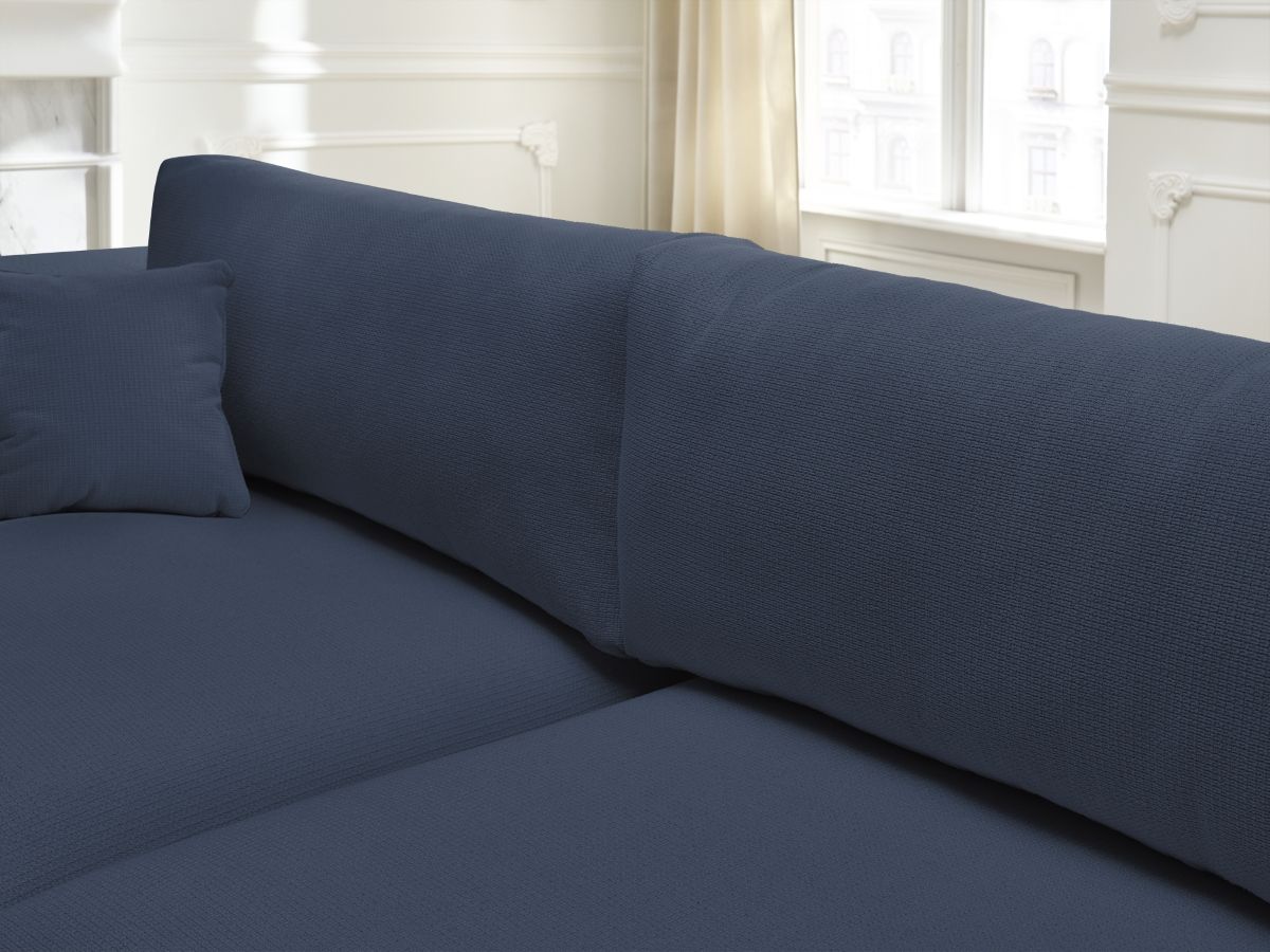 Bobochic Ezechiel Schlafsofa 3-Sitzer mit Bettkasten Melange-Stoff Dunkelblau
