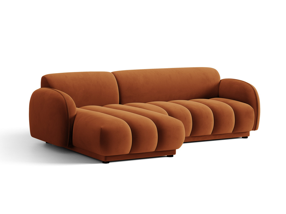 Cosmopolitan Design Ecksofa Bilbao 3-Sitzer Samt Casino Terrakotta Links
