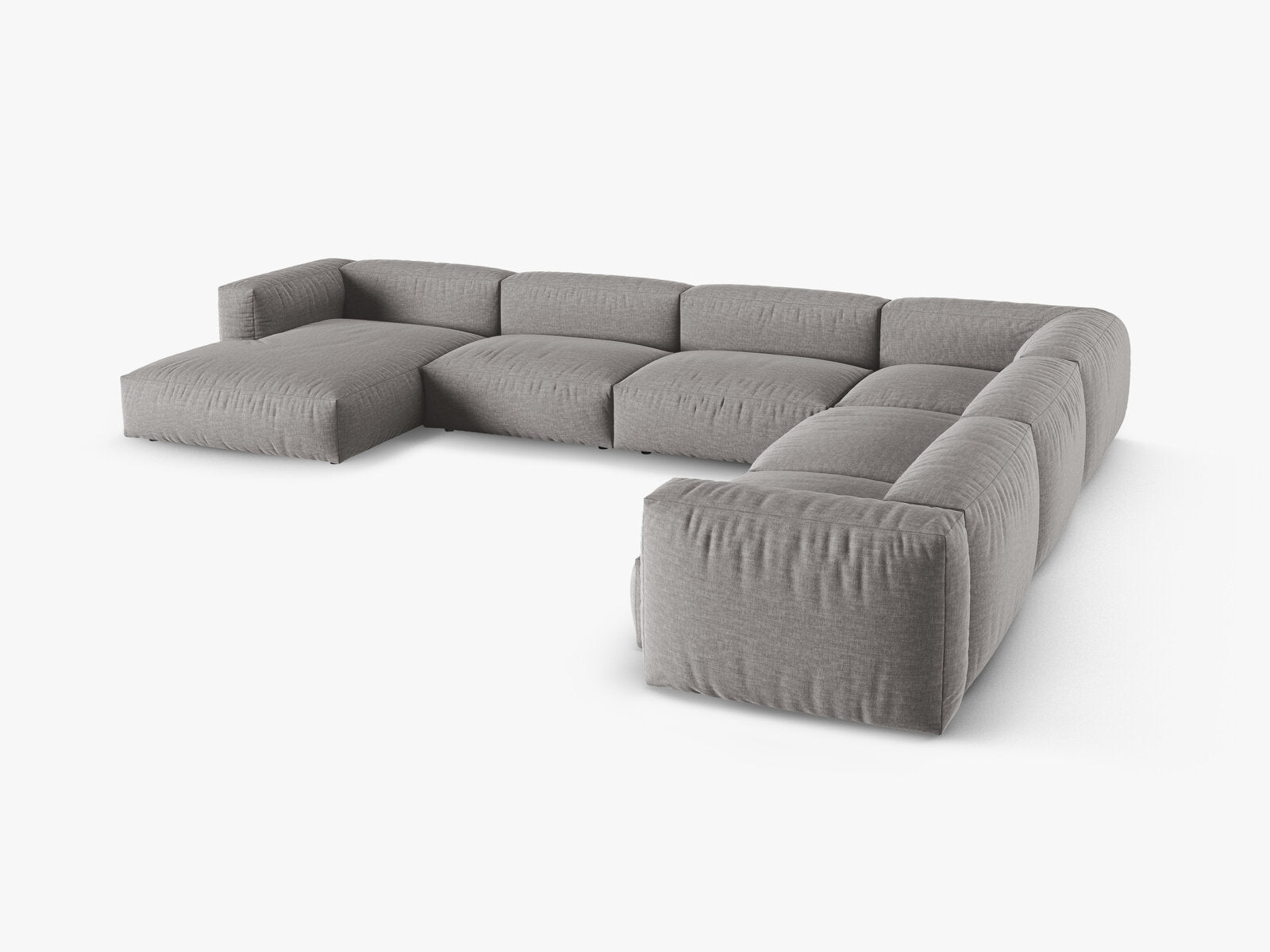 Micadoni modulares Ecksofa XL Martina 6-Sitzer 90cm Sitztiefe Rechts Strukturierter Stoff Boston Hellgrau