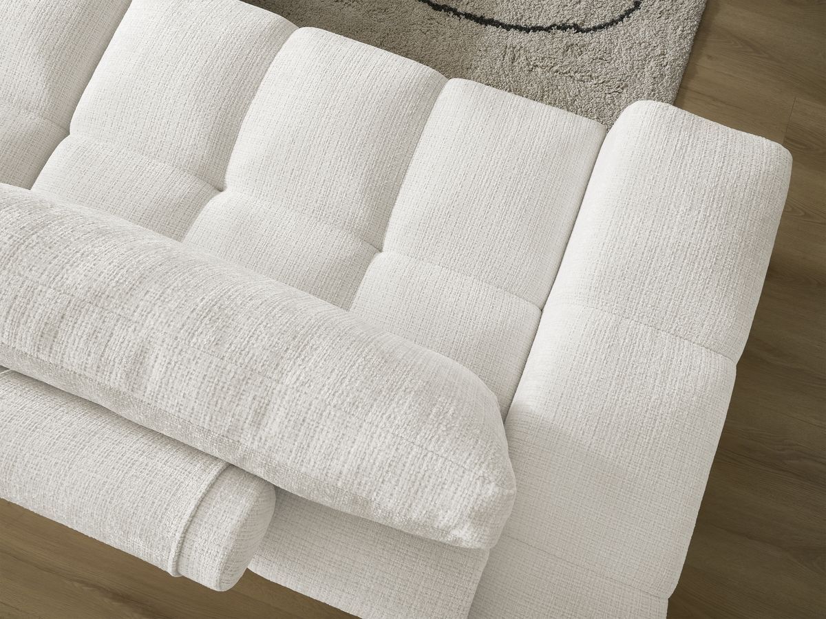 Bobochic Anakin Schlafsofa 3-Sitzer mit Bettkasten, 2 Kissen Strukturstoff Weiß