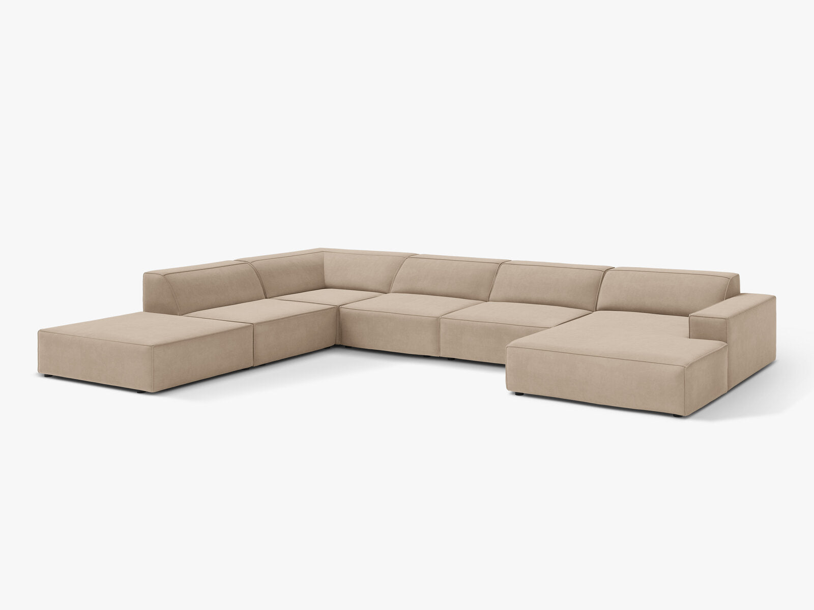 Micadoni Panorama-Ecksofa Jodie 7-Sitzer Samt Venus Beige Links