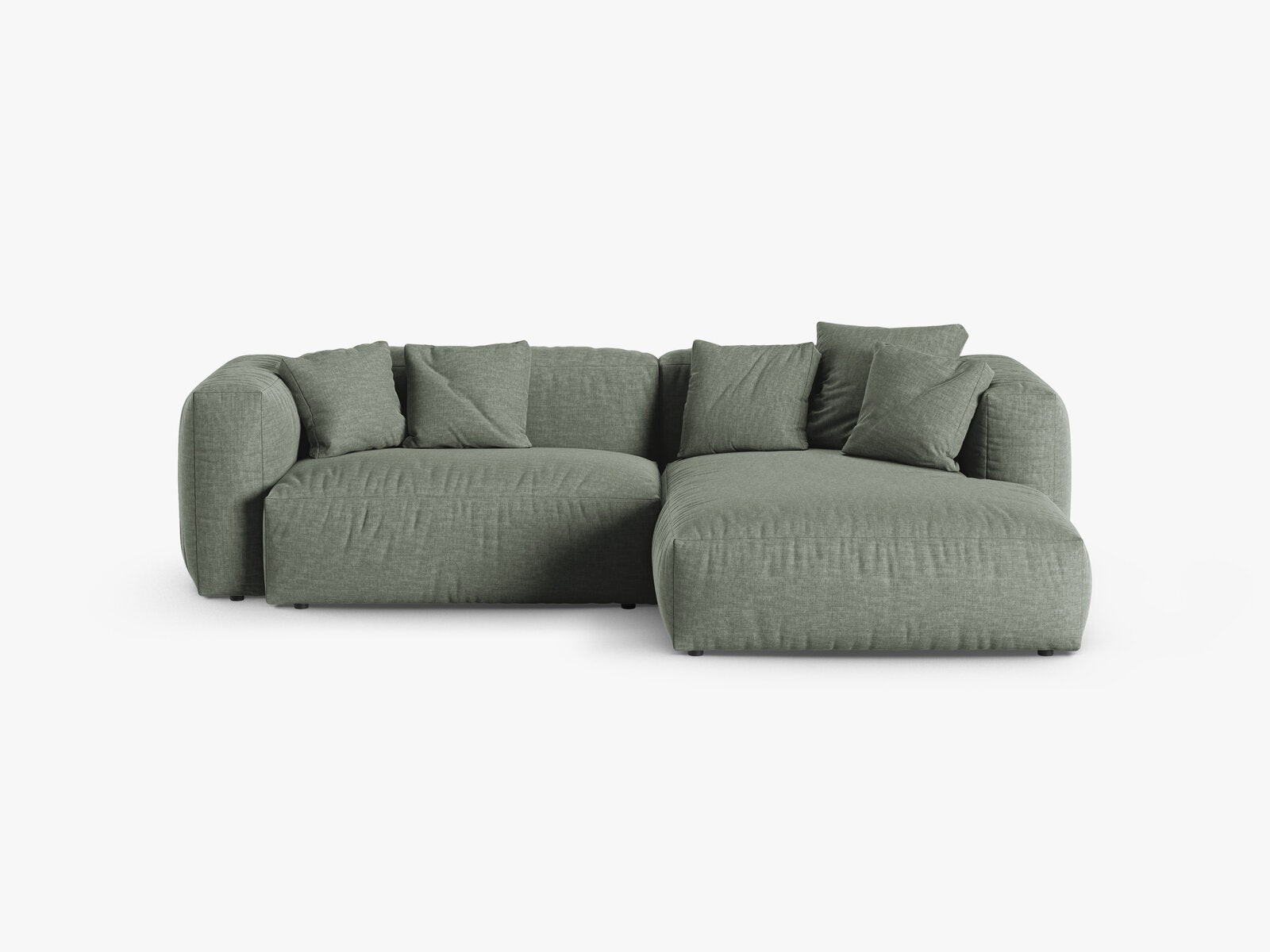 Micadoni Ecksofa Martina 2-Sitzer 90cm Sitztiefe Rechts Strukturierter Stoff Boston Moßgrün