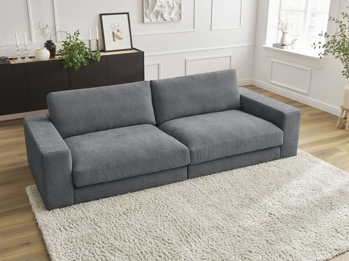 Bobochic Leonard Sofa 3-Sitzer 234 × 109 cm Strukturstoff Dunkelgrau