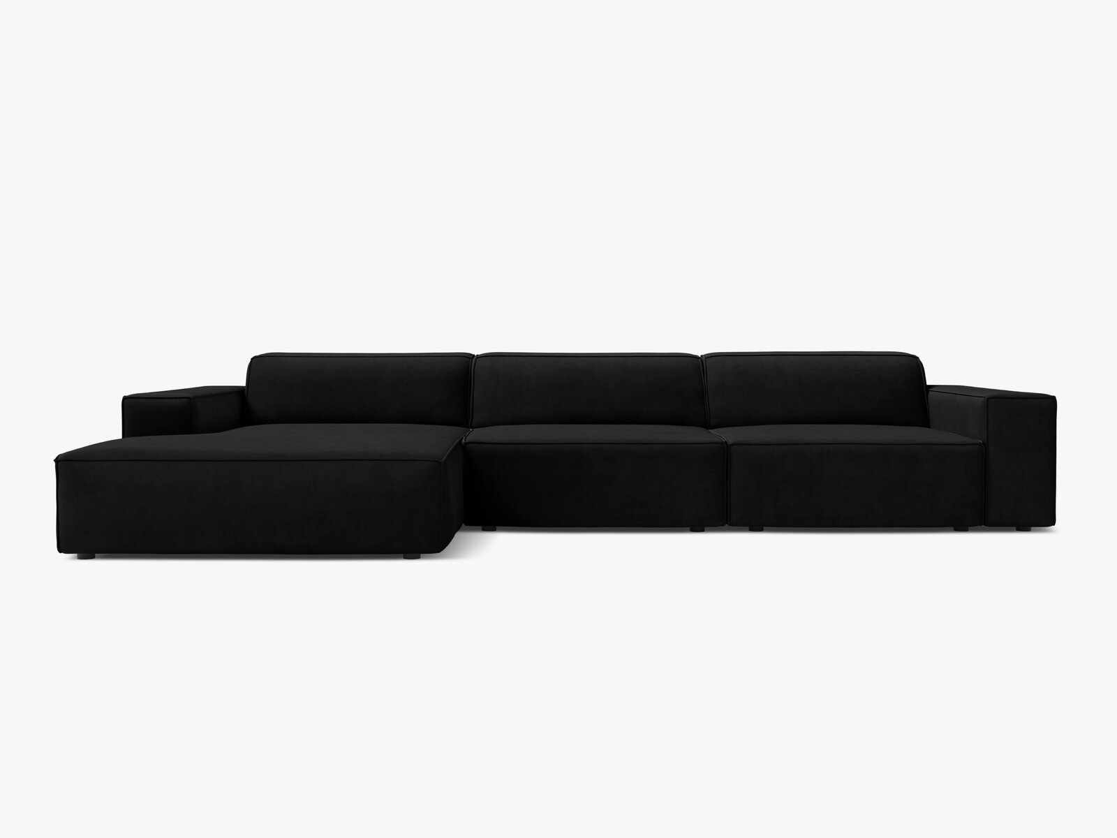 Micadoni Ecksofa Jodie 4-Sitzer Links Samt Bluvel Schwarz