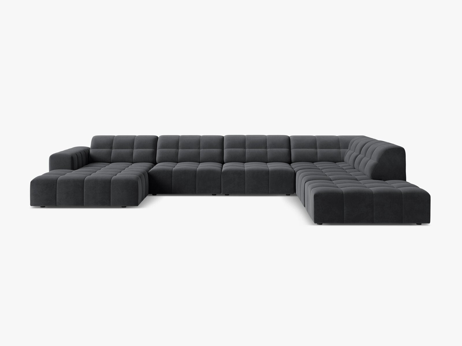 Micadoni Panorama Ecksofa Jennifer 7-Sitzer Rechts Samt Bluvel Grau