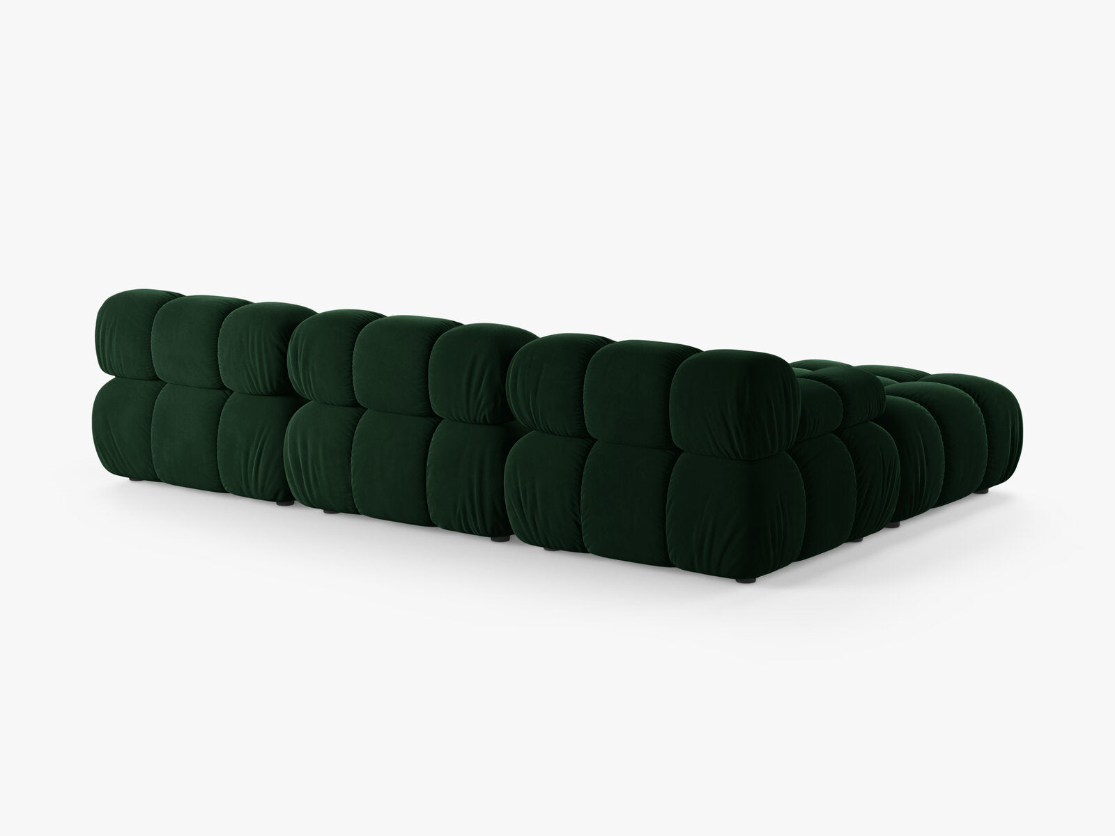 Micadoni Modulares Sofa Bellis 4-Sitzer mit flachem Modul Samt Bluvel Flaschengrün