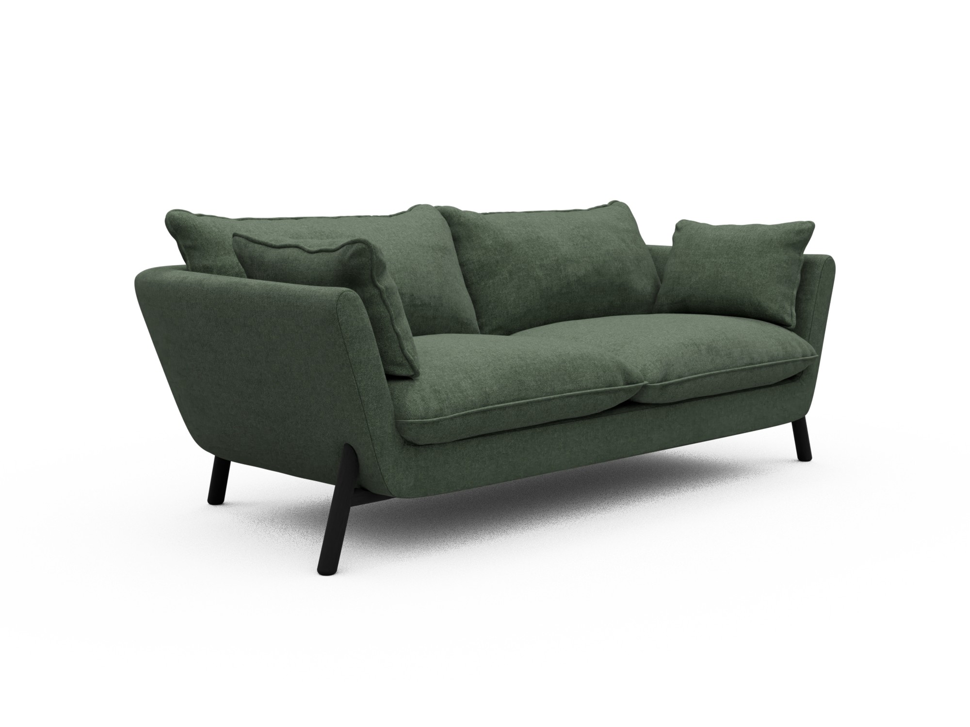 Skandi Home Sofa Emil Soft 2-Sitzer Beinfarbe Eiche Schwarz Casone-Forest-Green moebelfaktor