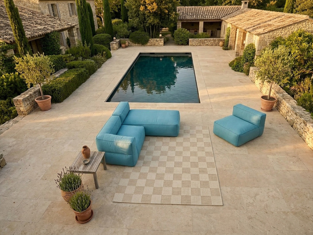 Bobochic Giulia Gartensofa 3-Sitzer 240 × 170 cm Stoff Hellblau