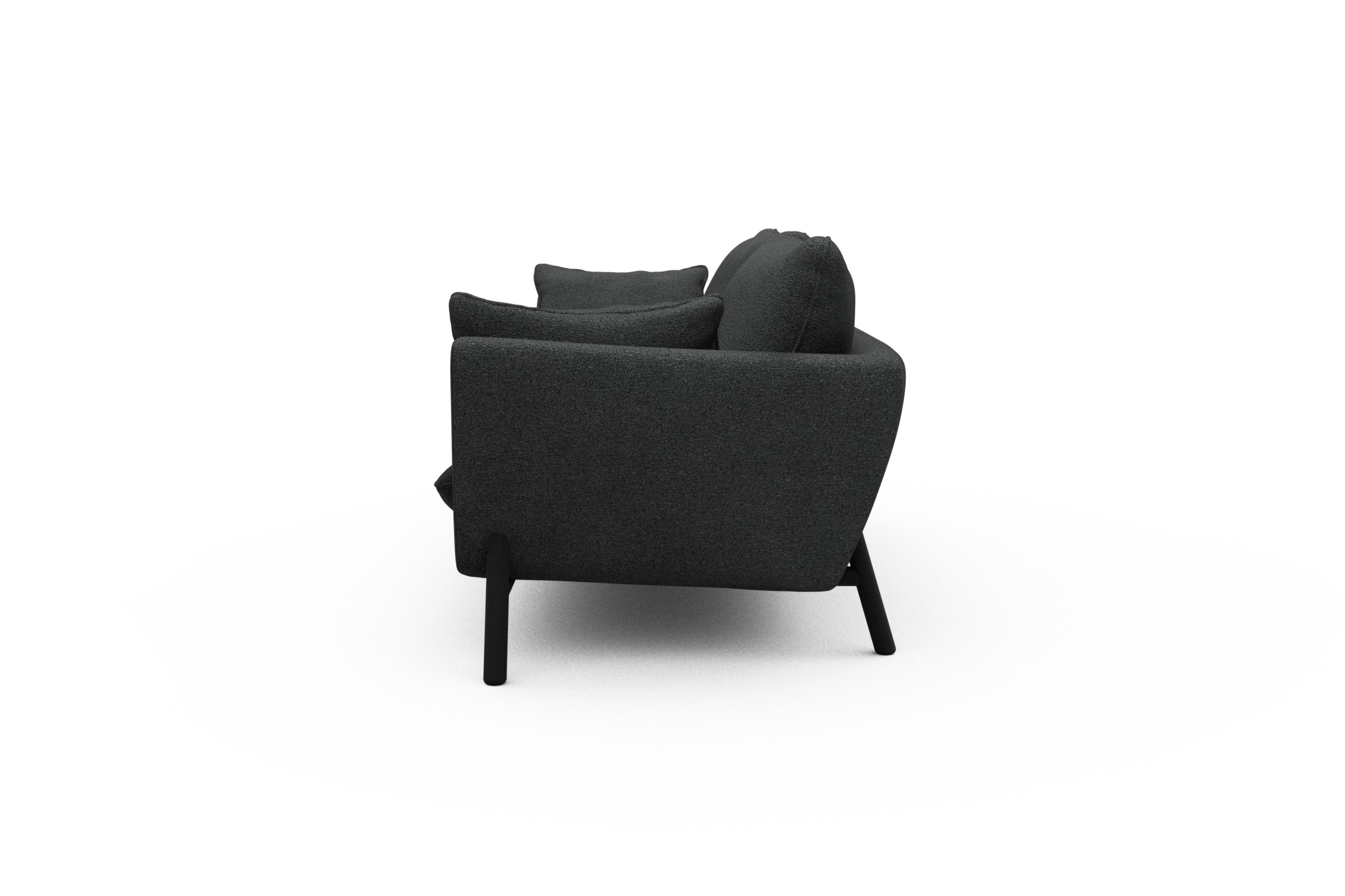 Sofa Emil 3-Sitzer Beinfarbe Eiche Schwarz Boucle-Charcoal