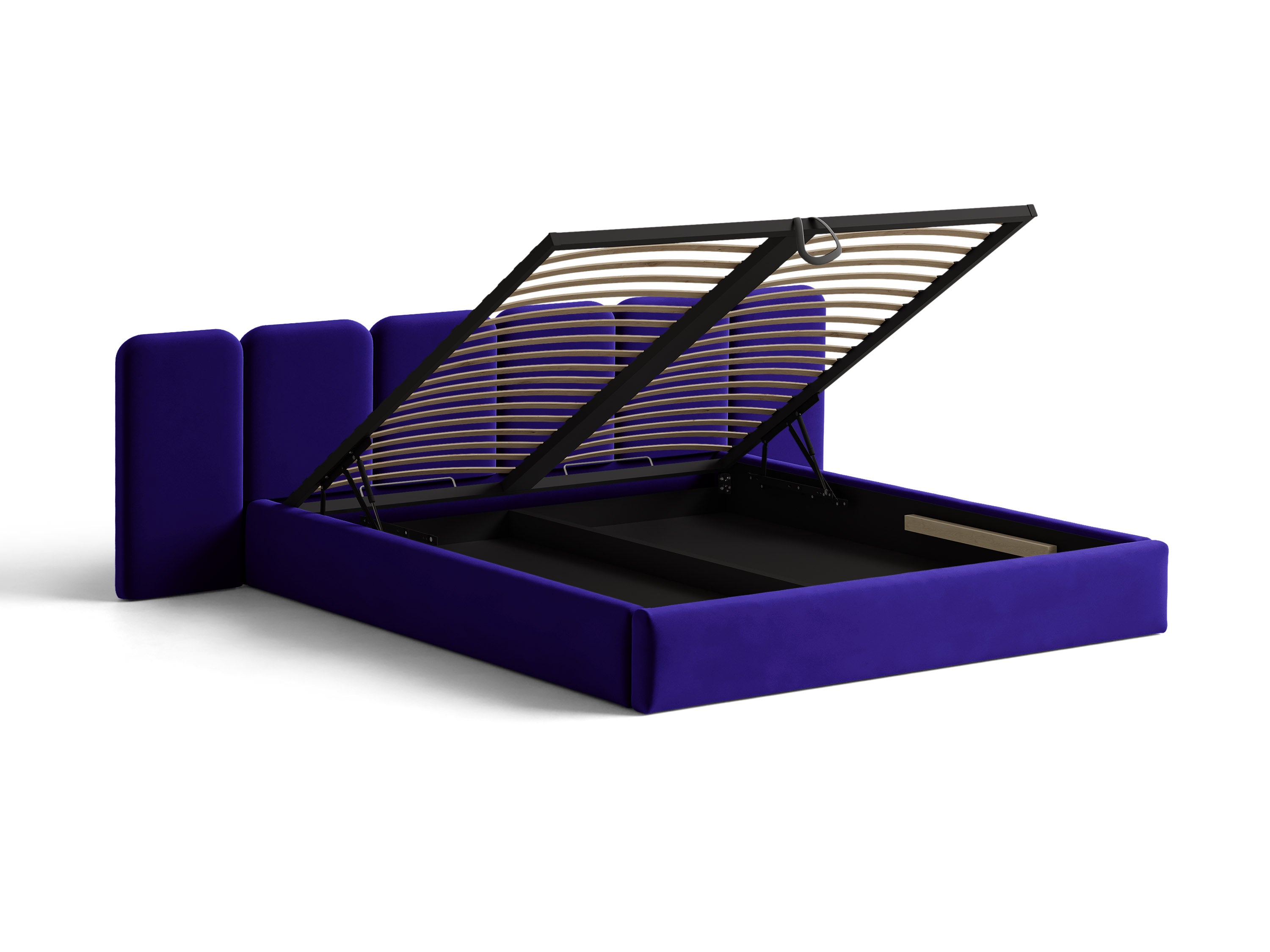 Micadoni Stauraumbett mit breitem Kopfteil Saga Samt Magic Velvet Kobalt 160x200