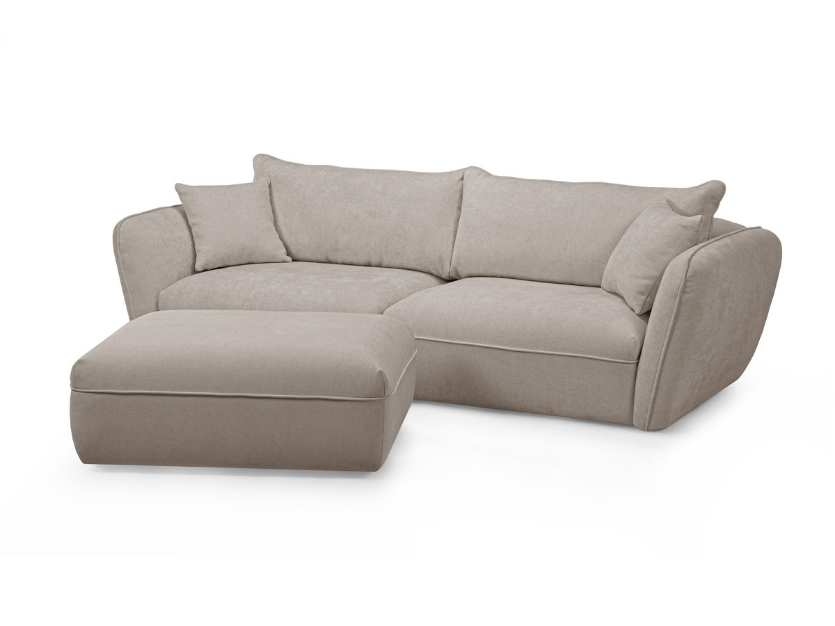 Bobochic Luigi Sofa 3-Sitzer mit Pouf Strukturstoff Beige
