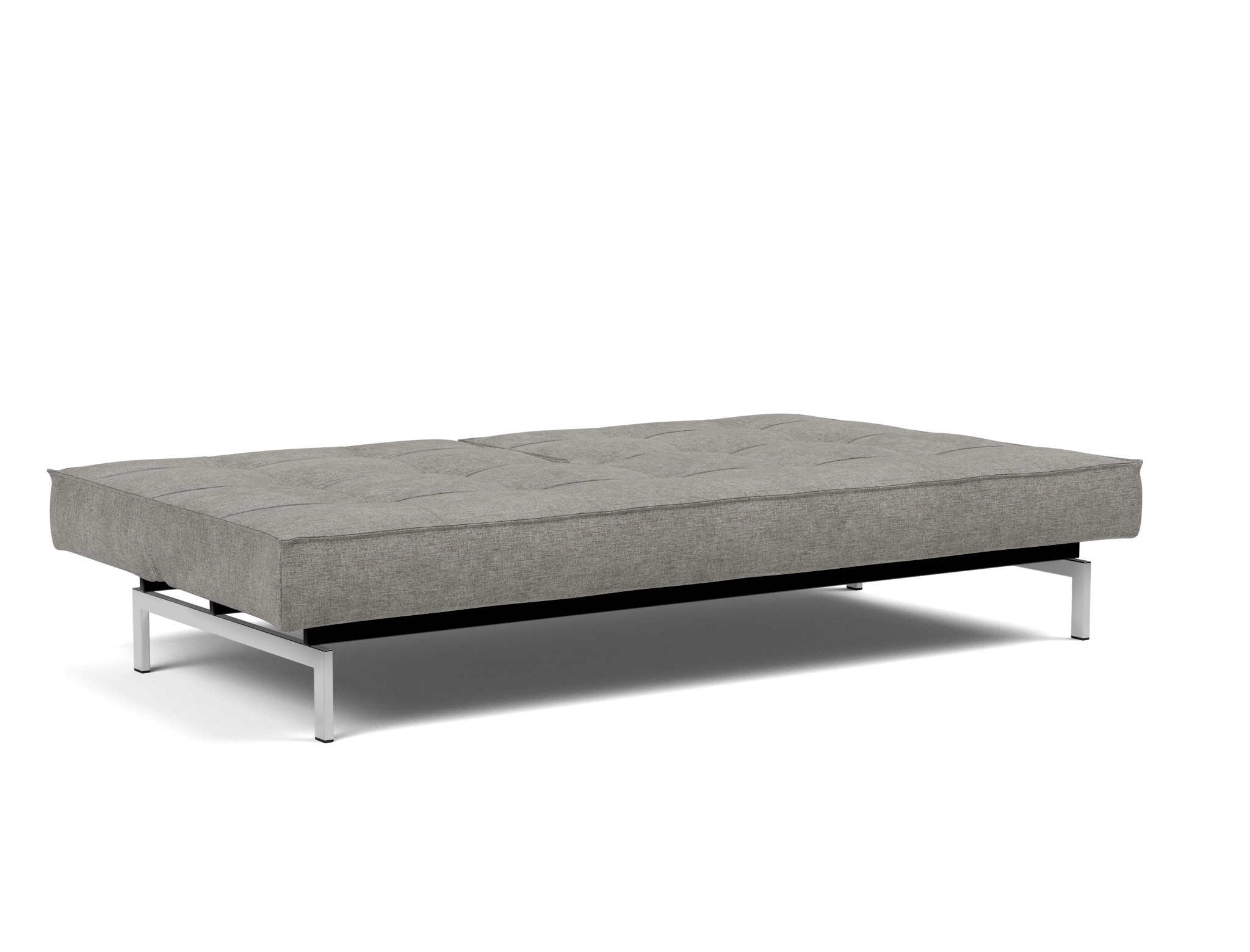 Schlafsofa Splitback Flachgewebe Avella 282-Warm-Grey Beine Chrom