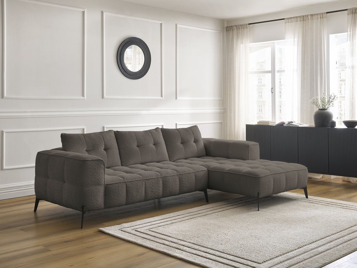 Bobochic Anis Ecksofa Bouclé-Stoff Braun Ecke rechts