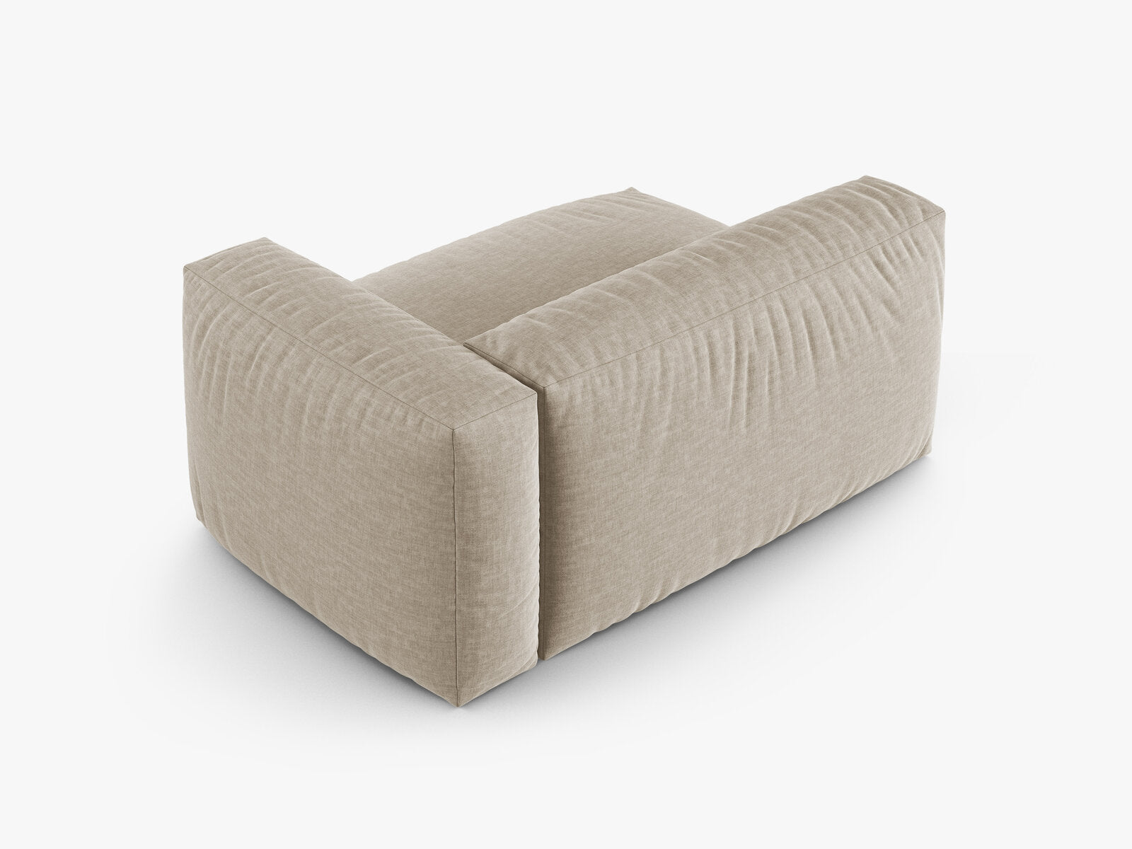 Micadoni Eckmodul mit Armlehne Martina 1-Sitzer Groß 90cm Sitztiefe Rechts Strukturierter Stoff Boston Helles Beige